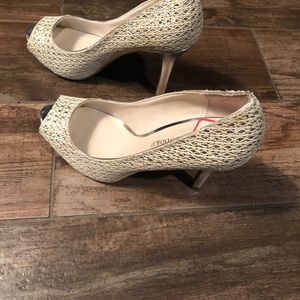 Audrey Brooke Cream and Platinum Sequin Platform